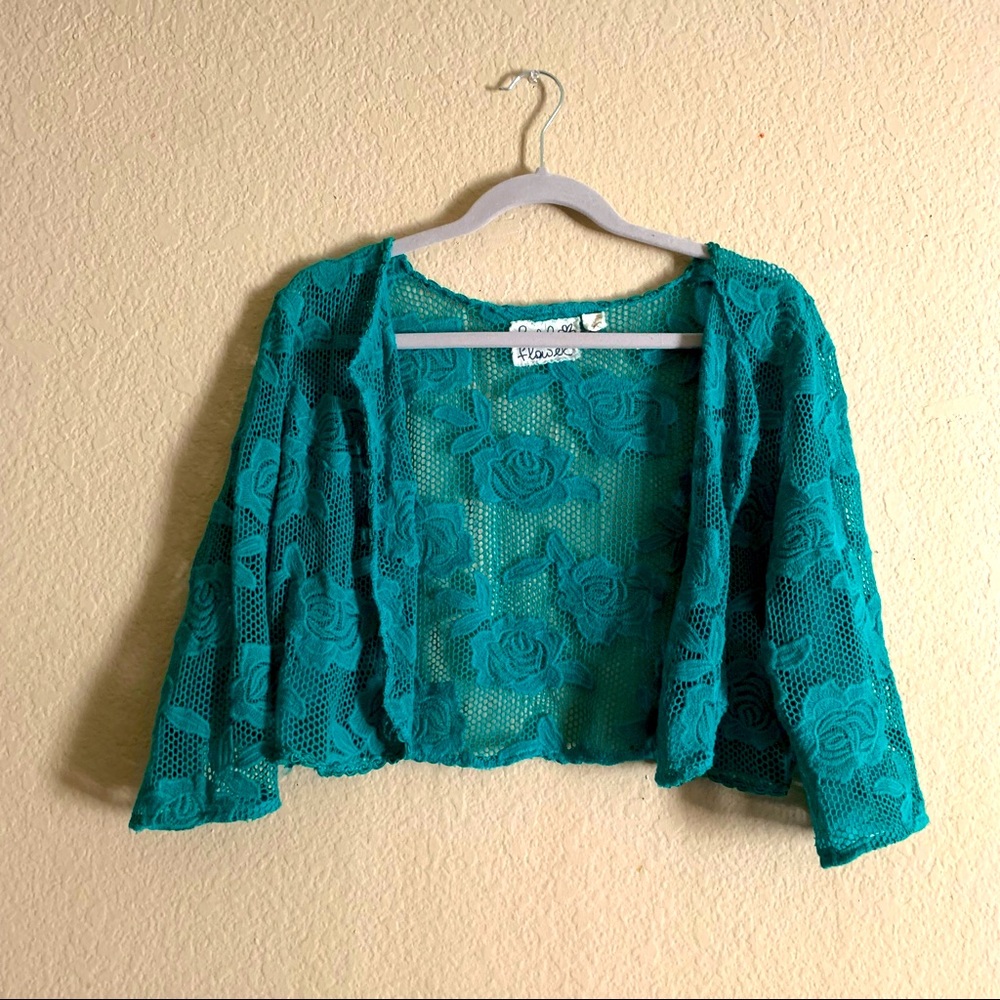 Anthropologie Fielel Flower Lace Bolero - L